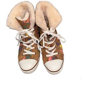 UGG Australia Paint Splatter Brown Suede High Tops sz 8